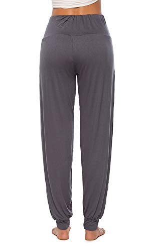 AvaCostume Womens Harem Yoga Pants Side Slit Sport Workout Sweatpants