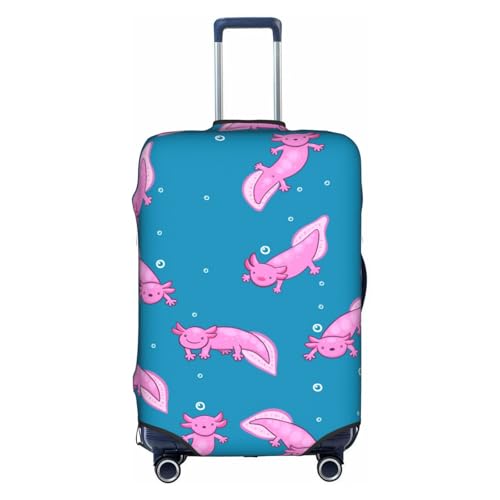 Cute Axolotl And Bubbles Travel Luggage Cover Elastic Suitcase Protector Washable Baggage Covers For Trunk Case Fits 22-24 Inch Luggage