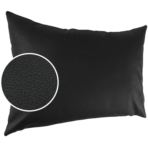Kissenbezug Kunstleder Dekokissen Sofakissen Leder-Kissenbezüge Kissenhülle Kissen KUMO Schwarz 30x50cm ohne Füllung