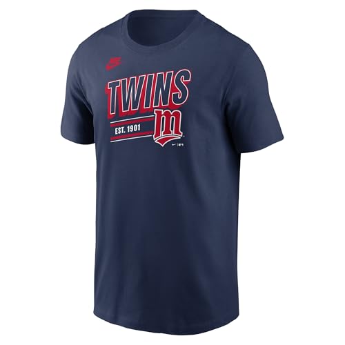 Nike Men's MLB Retro Logo T-Shirt (US, Alpha, Large, Regular, Regular, Navy, Minnesota Twins)