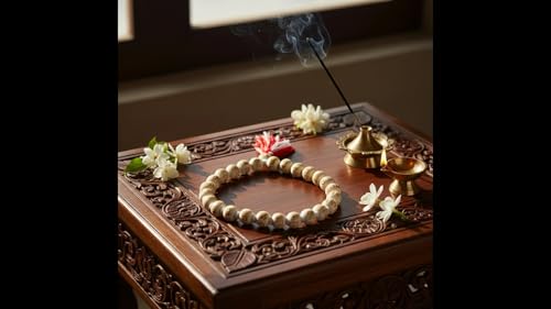 Image of Radha Tulsi Rosary Sumarni Japa Mala | 27 Beads Chanting Mala for Purity & Devotion | Original Tulsi Wood Japa Mala for Radha Mantra Chanting & Meditation
