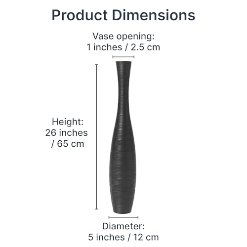 Image of Leewadee Large Floor Vase 26 inches Mango Wood for Pampas Grass, Dried Flowers