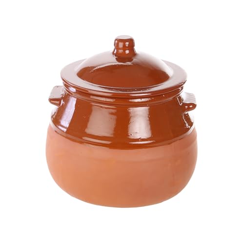 Puchero de Barro para Cocinar. Varios Tamaños a Elegir. Cazuela de Barro para Pucheros, Cocidos, Guisados. Cocina Tradicional, Rústica. Olla de Barro, Cerámica Tradicional (2L)
