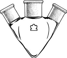 Kimble Chase FLASK 50ML 14/20 14/20 Pear Shaped Three Neck Heavy Wall Distilling Flasks - KMBL