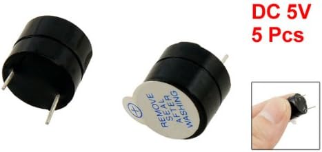 sourcingmap a12081600ux0477 12mm Dia 5 Pcs DC 5V 2 Terminals Electronic Continuous Sound Buzzer, Black - Image 3