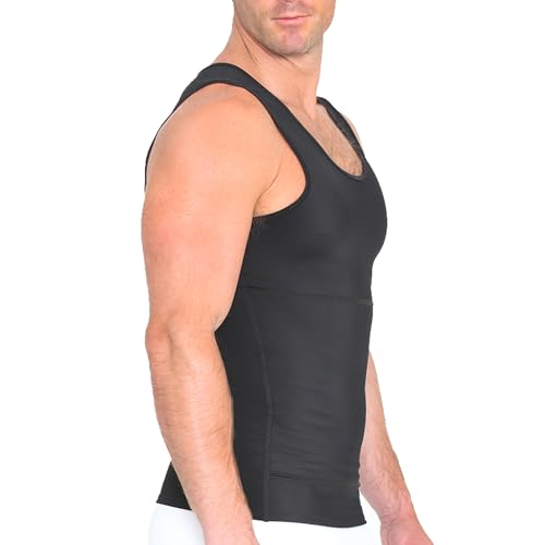 Insta Slim by I.S. Pro -Made in USA- Compression Muscle Tank for Men W/ 2 Layer Slimming Belt for Double Belly & Back Support2