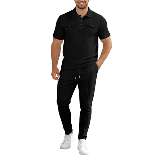 Ensemble polo et pantalon de loisirs élégant tenue d'été haut de gamme pour homme