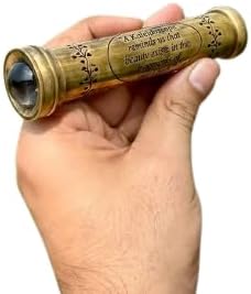 Brass Kaleidoscope with Wooden Box | Handcrafted Vintage Kaleidoscope with Optical Glass Lens & Wooden Storage Box – Collectible Gift for Kids & Adults Last Minute (Antique, Small)