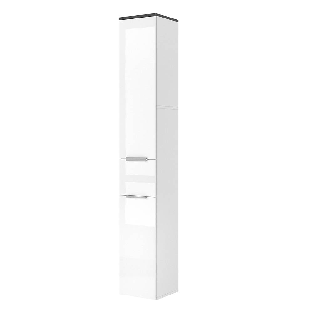 Vicco Meuble Salle de Bain Otis, Blanc Haute Brillance, 30x190cm, pour Le Rangement dans la Salle de Bain, combinable avec la série Otis
