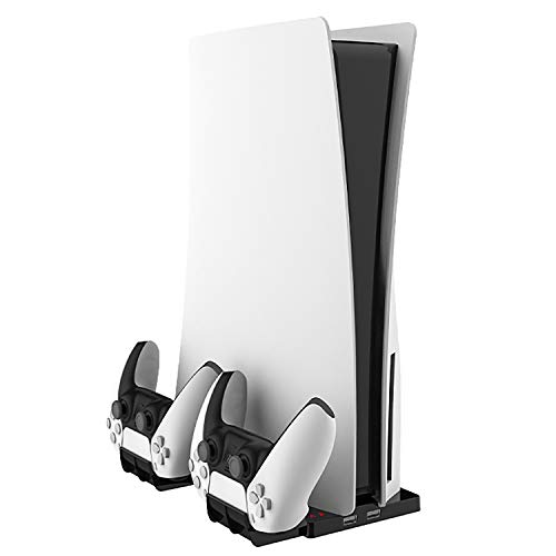 Vertical Stand for PS5 Disc/Digital Edition Console with Dual Controller Charging Station Dock and 2 USB Charger Ports