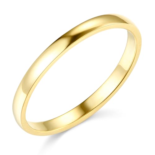 14k Yellow OR White Gold 2mm SOLID COMFORT FIT Plain Wedding Band