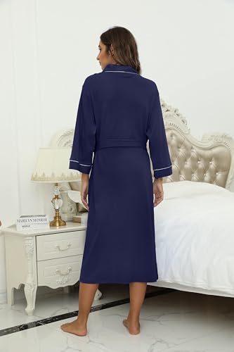 Image of HEARTNICE Womens Cotton Robe, Soft Kimono Spa Knit Long Bathrobe Lightweight Loungewear