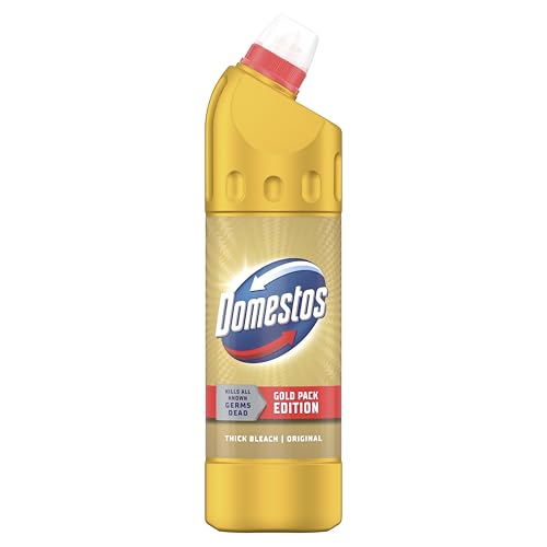 Domestos Original Gold Pack Edition Thick Bleach disinfectant that eliminates 99.99% of bacteria and viruses* unstoppable strength 750 ml