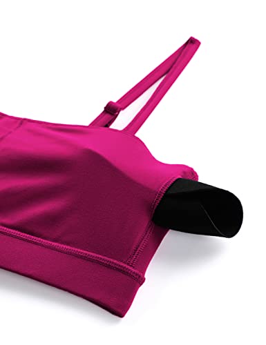 Image of CRZ YOGA Butterluxe Womens Adjustable Spaghetti Thin Strap Sports Bra - Padded Wireless Square Neck Workout Yoga Clothes