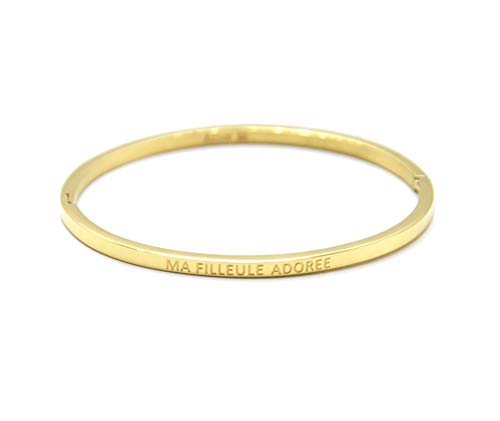 Oh My Shop BC4013F - Bracelet Jonc Fin Acier Doré avec Message Ma Filleule Adorée Cover