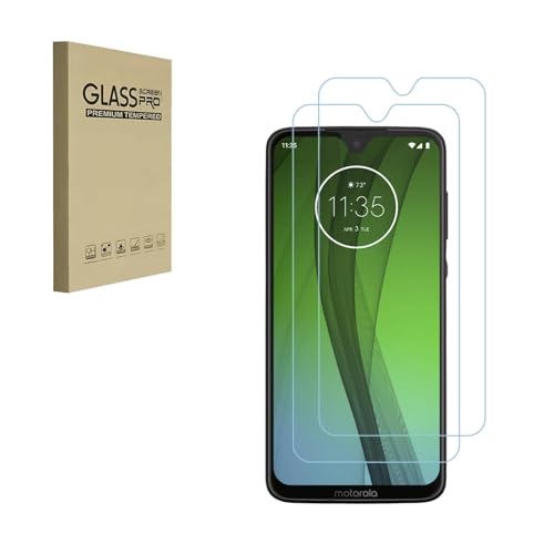 HYGMOCC Diseñado para Motorola Moto G7 Protector de pantalla de vidrio templado, anti arañazos, estuche sin burbujas (2 piezas)