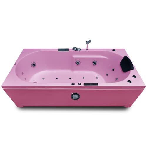 Image of Madonna Divine 5.5 ft. Bathtub with Whirlpool, Bubble and Back Massage, Filler Set and Online Heater with Digital Control Panel (Pink)
