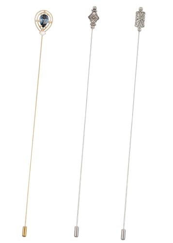 Image of Alilang Antique Vintage Hat Pin Classic Long Handle Geometric Hatpin Stick Lapel Pins for Women, Men, Pack of 2 /3