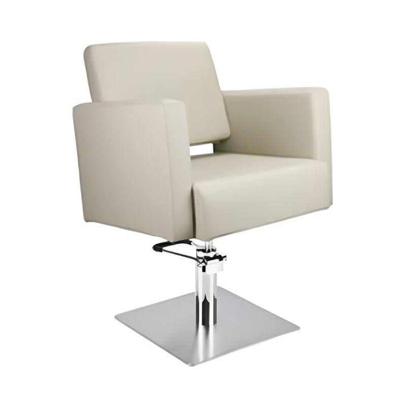 Fauteuil de Coiffure Inclinable Victoria Deluxe, Chaise de Coiffure Professionnelle, en Similicuir, Moderne, Capacité 200 kg, Pompe Hydraulique Blocable, 65 cm Hauteur - Crème