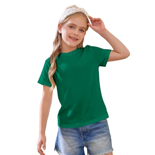 Little Girls Boys Cotton Plain Color Shirts Short Sleeve Casual Classic Crewneck Summer Trendy Slouchy Crop Tops for Kids2