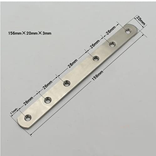 8 Pieces Stainless Steel Flat Brace Heavy Duty Flat Bracket Straight Repair Joining Mending Flat Bracket for Furniture Fixation with 48 Piece Screws 156 x 20 x 3 mm