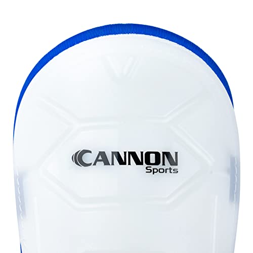 Cannon Sports White & Blue Soccer Shin Guards - With Hard Shell And Foam Padding - For Adults, Men And Women #TOP1
