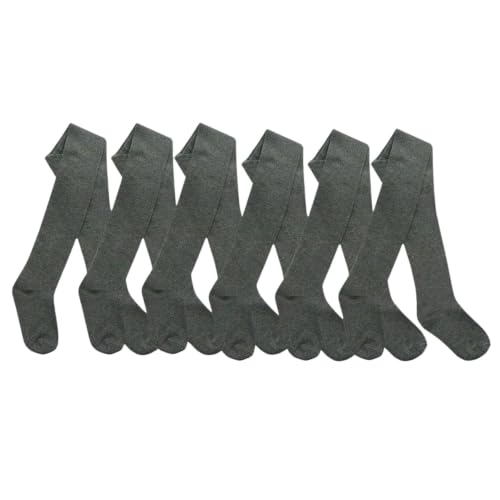 Style It Up Girls Cotton Rich Tights Soft Warm Plain School Tights Childrens Everyday Multipack for Smart Casual Wear (Pack of 6 Grey 2-3)