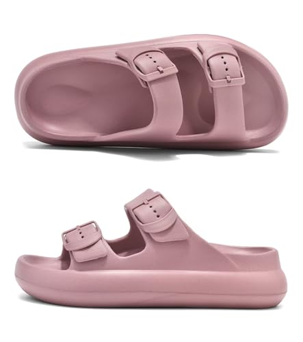 Womens Platform Cloud Slides with Arch Support, Adjustable Double Buckle Recovery Sandals, Comfort Lightweight Ultra Cushion Wedge Sandal2