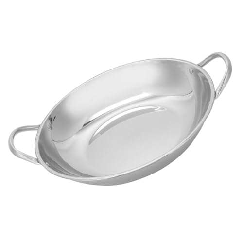 Wok de acero inoxidable con fondo plano y doble asa miniatura 1
