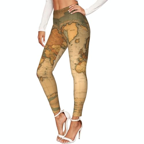 Leggings con mapa del mundo de mujer pantalones de gimnasio cómodos para el uso diario