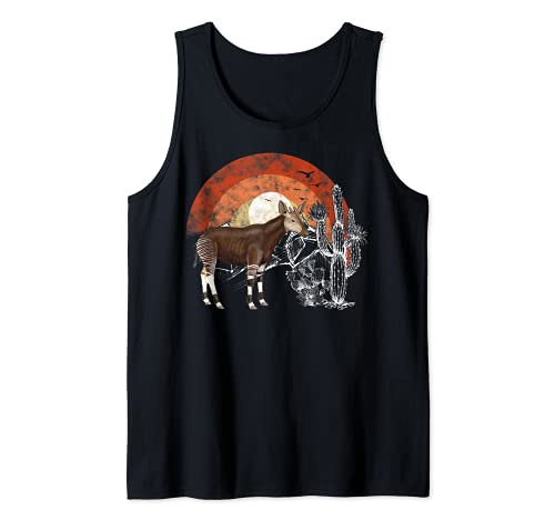 Okapi Lover Retro Sunset Cactus Vintage giraffe Okapi Canotta