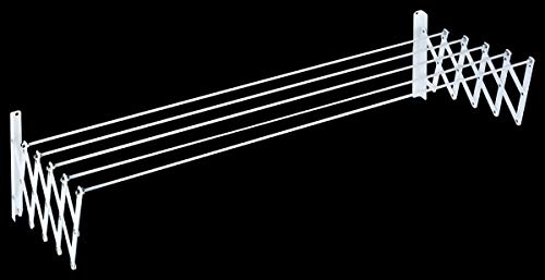 MIKASA Tendedero Extensible, Metal, Blanco, 140 cm