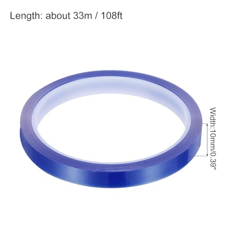 Image of uxcell Blue Heat Tape, 1 Roll 10mmx33m 108ft High Temperature Heat Resistant Tape for Sublimation,Heat Vinyl Press,Heat Transfer, Circuit Board, No Residue