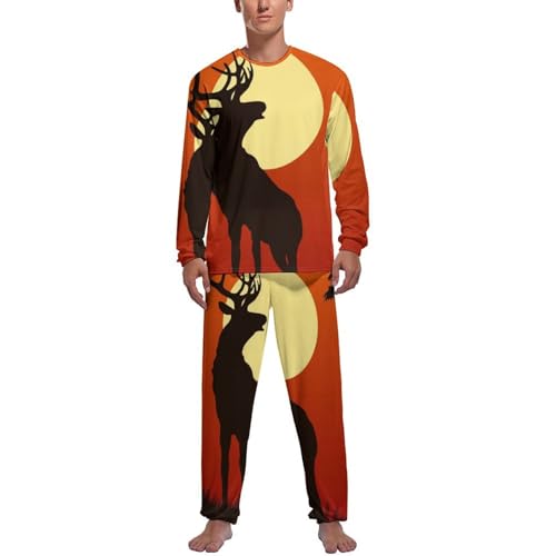 Pyjama homme ensemble haut bas manches longues pour stopper le froid nocturne cerf