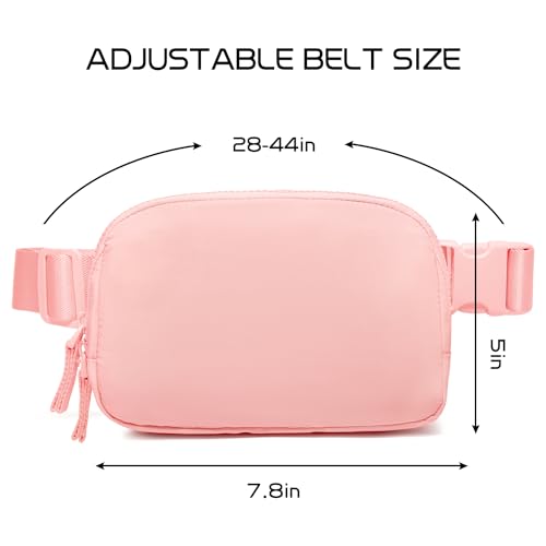 Image of Belt Bag for Women Two-Way Zipper Cross Body Fanny Pack Fashion Waist Packs Everywhere Belt Bag with Adjustable Strap Gifts for Teen Girls Women Men (Light Pink)