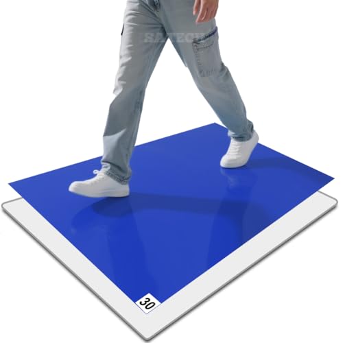 Image of SATECH Sticky /Tacky /Adhesive Mat 24 inch x 36 inch Blue with Non-Slip Base (Case of 3 Mats,30 Sheets Each,with Frame) for Cleanroom Laboratory Hospital Construction Home