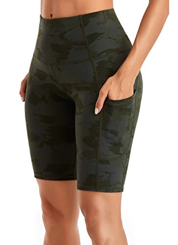 Oalka Women's Short Yoga Side Pockets High Waist Workout Shorts Teal