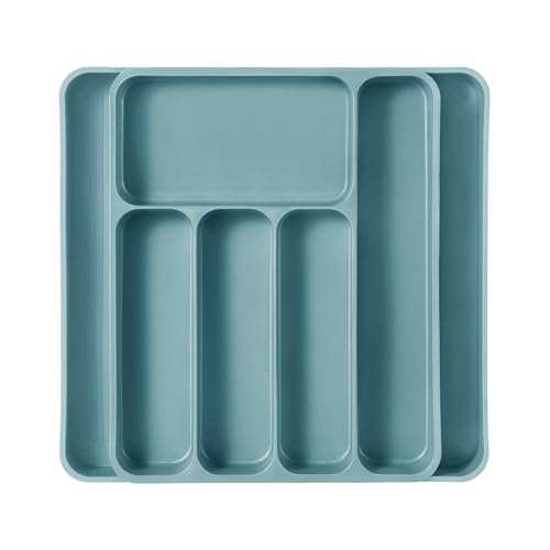CAROTE Expandable Silverware Organizer for Kitchen Drawer, Large, Blue