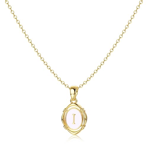 BodyBonita Collier Femme Personnalisé Prénom Collier - 16K Plaqué Or Lettre Colliers avec Lettres I Pendentif Colliers Femme Fantaisie Bijoux