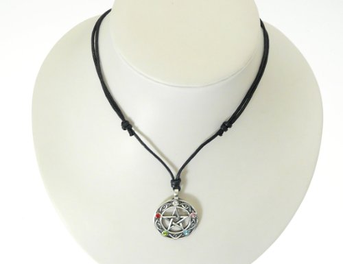 NG Wiccan Pewter Pendant On Adjustable Black Cord Necklace.2