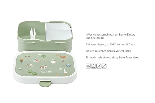 Mepal - Lunch Box Campus Little Dutch - Bento Lunch Box for Children - Bento Compartment - Clip Closure - BPA-Free & Dishwasher Safe - 750 ml - Little Farm