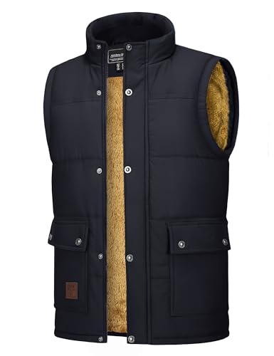 Cotrasen Men's Winter Warm Vests Outerwear Casual Fleece Lined Vest Puffer Sleeveless Jacket