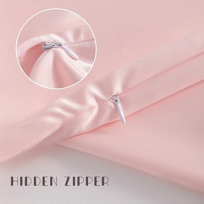 NTBAY Zippered Silk Satin Toddler Pillowcases - 2 Pack Hidden Zipper 13x18 Pillowcases - Luxury and Silky Baby Travel Pillow Covers, Pink