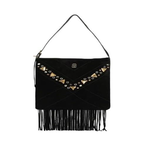 Bolsa Schutz Mally Tiracolo Pequena Franjas Preta
