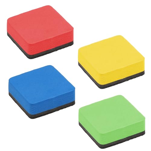 Dimeho Lot de 4 gommes effaçables à sec pour tableau blanc petits essuie-glaces colorés fournitures effaçables pour salle de classe bureau verre maison tableau blanc...