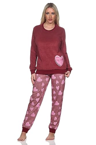 NORMANN Pijama de rizo para mujer con puños, aspecto de corazón, ...