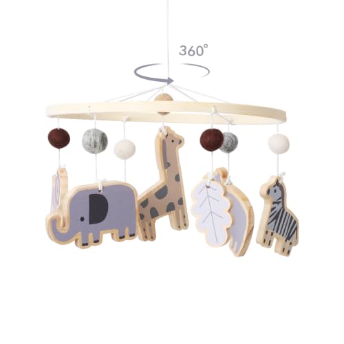 Image of Baby Mobile for Crib - Jungle Animals Baby Mobile - Nursery Safari Mobiles for Girl or Boy | Gender Neutral Handmade Mobiles| Wild Animals Ceiling Mobile