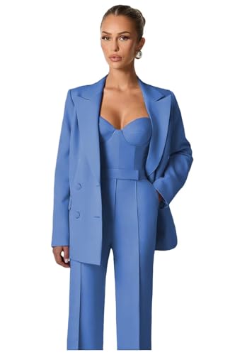 Formal Suits for Women 3 Piece Double Breasted Womens Suit Spaghetti Strap Womens Tuxedo Suit Set