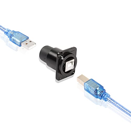 QIANRENON USB B to USB A Panel Mount Feedthrough Adapter USB B Female to USB 2.0 Female Printer Data Connector - Image 3