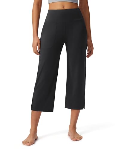 Bobobigo Capri Pants for Women Wide Leg Yoga Capris with Pockets Stretch High Waist Crop Pants Loose Travel 22.25